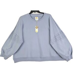 C&C California~Woman Size 3X~ Eventide Sweatshirt Plus Lace Long Sleeve Top NWT